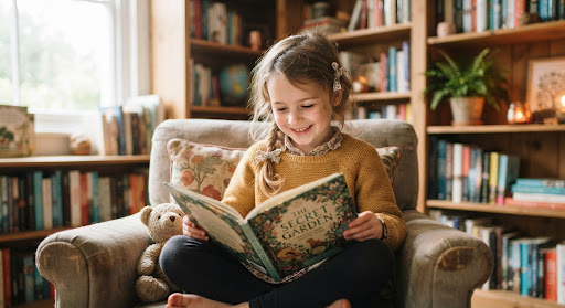 A child enjoying a personalised storybook